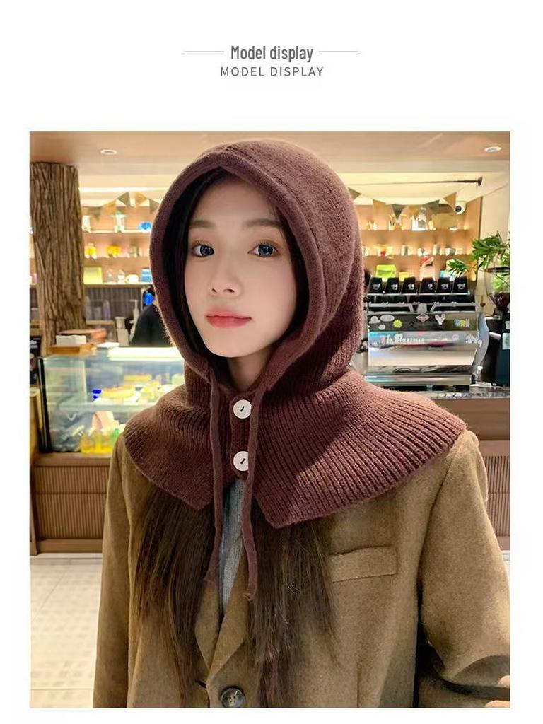Korean Fashion Knit Balaclava: Warm, Ear-Protecting Hat & Scarf for Couples