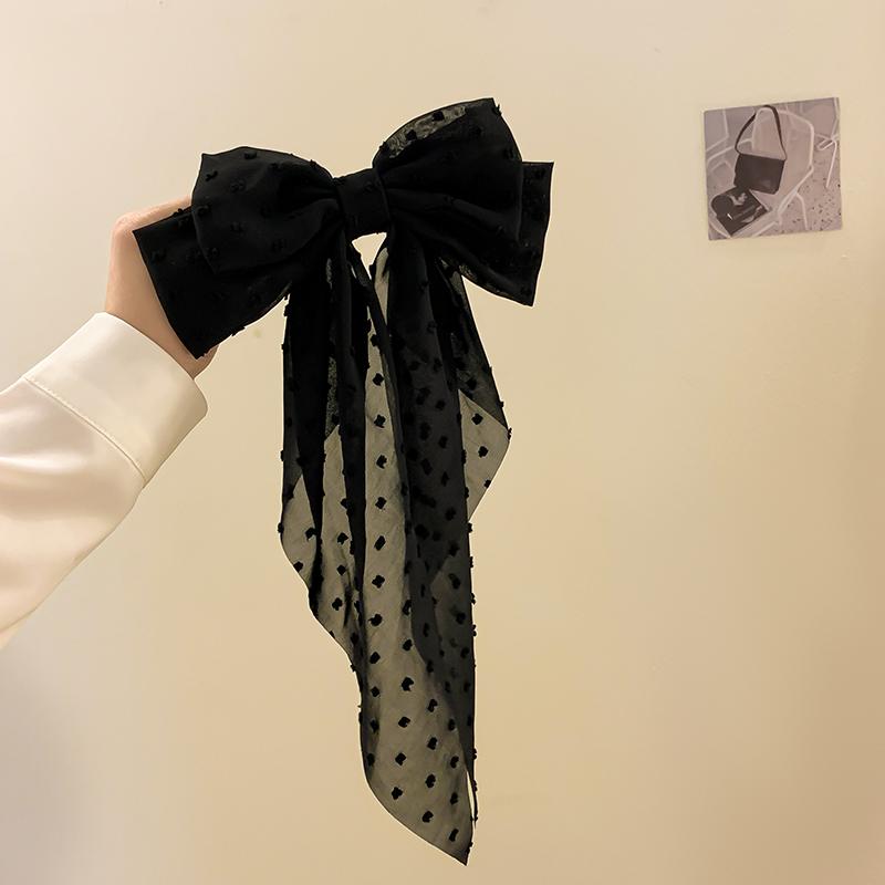 Fairy Style Hair Clip Solid Color Oversized Bow Streamer Hair Clamp Chiffon Bow Hair Clip Fashion Hair Accessories