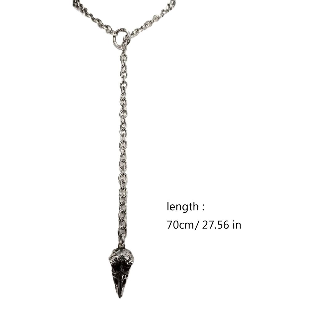 Mysterious Crow Skull Gothic Chain Necklace Metal Adjustable Length Neckchain Unisex Fashion Accessory for Party