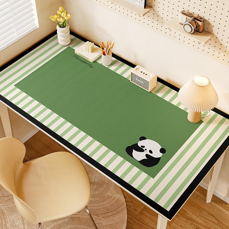 

Vintage Rabbit Bear Lang Student Learning Desk Mat Double-Sided Leather Desk Mat Leather Table Mat Tablecloth Leave-In 40*60cm