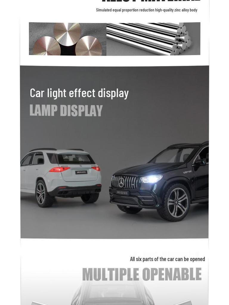 Mercedes-Benz GLE 63S 1:32 Alloy Toy Car Model, Six-Door with Sound, Light, and Pull-Back Features.