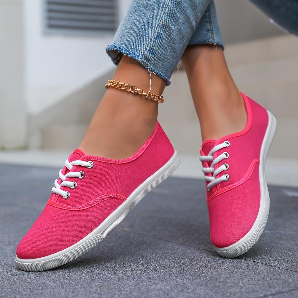 Women's Fashion Casual Shoes, Comfortable Anti-slip Lace-up Soft Sole Sports Shoes, Suitable for Women's Outdoor Activities, Low-top Comfortable