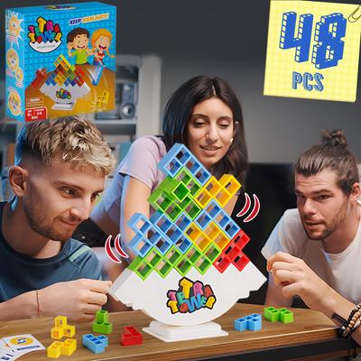 48PCS Tetra Tower Zábavná Balance Stohování Stavební bloky Stolní hra pro děti Dospělí Přátelé Tým Koleje Rodinná hra Noc a párty