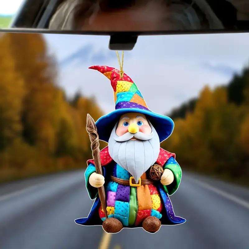 Themed Christmas Magical Old Man Pattern Acrylic Pendant Decoration Holiday