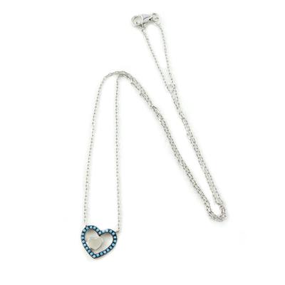 [N6967] - Silver Necklace 'Love' Turquoise Silver (rhodium Plated)
