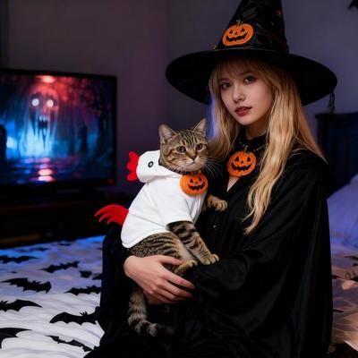 Dog Halloween Costumes Halloween Funny Outfits Soft Cat Animal Cosplay Dress Hoodie For Medium Puppy Role Play Home Travel