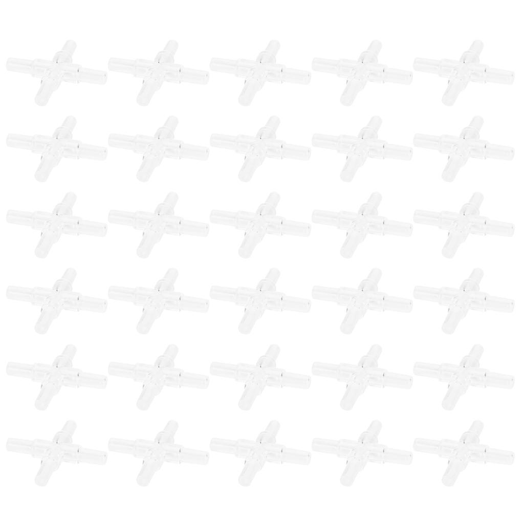30pcs 4MM Aquarium Fish Tank  Air Tubing Splitter L Shape 3 Way 4 Way Adapter ConnectorCrystal 4