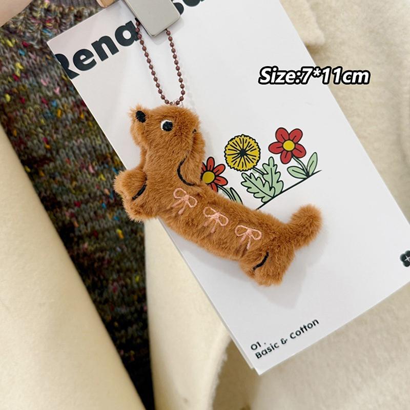 Kawaii Dachshund Plush Keychain Cartoon Stuffed Puppy Keyring Couple Key Holder Lovely Backpack Pendant Decoration Gifts