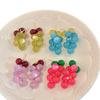 Silver needle resin grape beaded earrings, small and fresh in summer, seaside vacation style stud earrings design sense, niche earrings women
