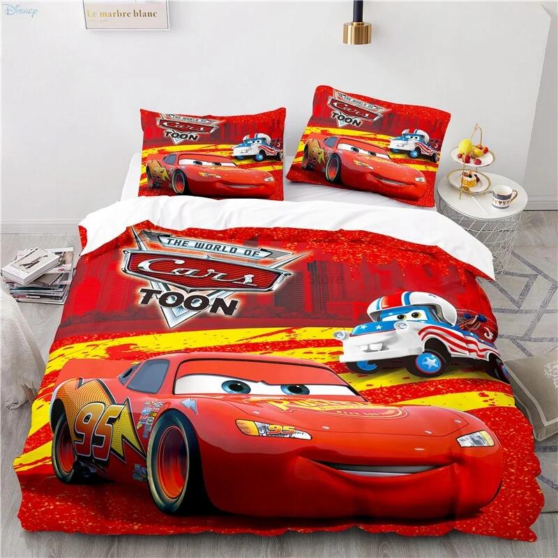 Cars Lightning McQueen 3D Children's Bedding Set 3-piece Set 1 Quilt Cover 100% Polyester Home Decor Cartoon