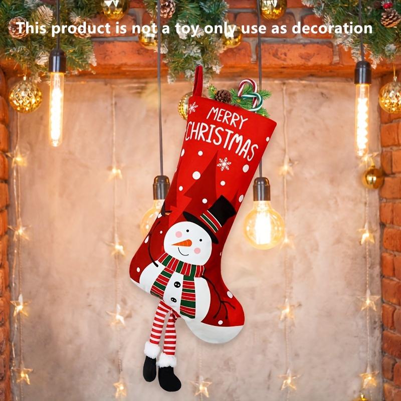 4pcs Set of Charming Christmas Stockings with Santa, Snowman Reindeer Designs Long Legged Holiday Decor for Tree, Perfect for Home Party