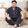 Mei Ji Yun Men's Cotton Lapel Pajama Set - Short Sleeve, Long Pants, Plus Size