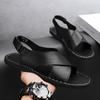 Fashion Vintage Style Summer Men's Sandals Genuine Leather Male Casual Shoes Outdoor Men Open-toe Beach Shoes Leisure Walk Roman Flats