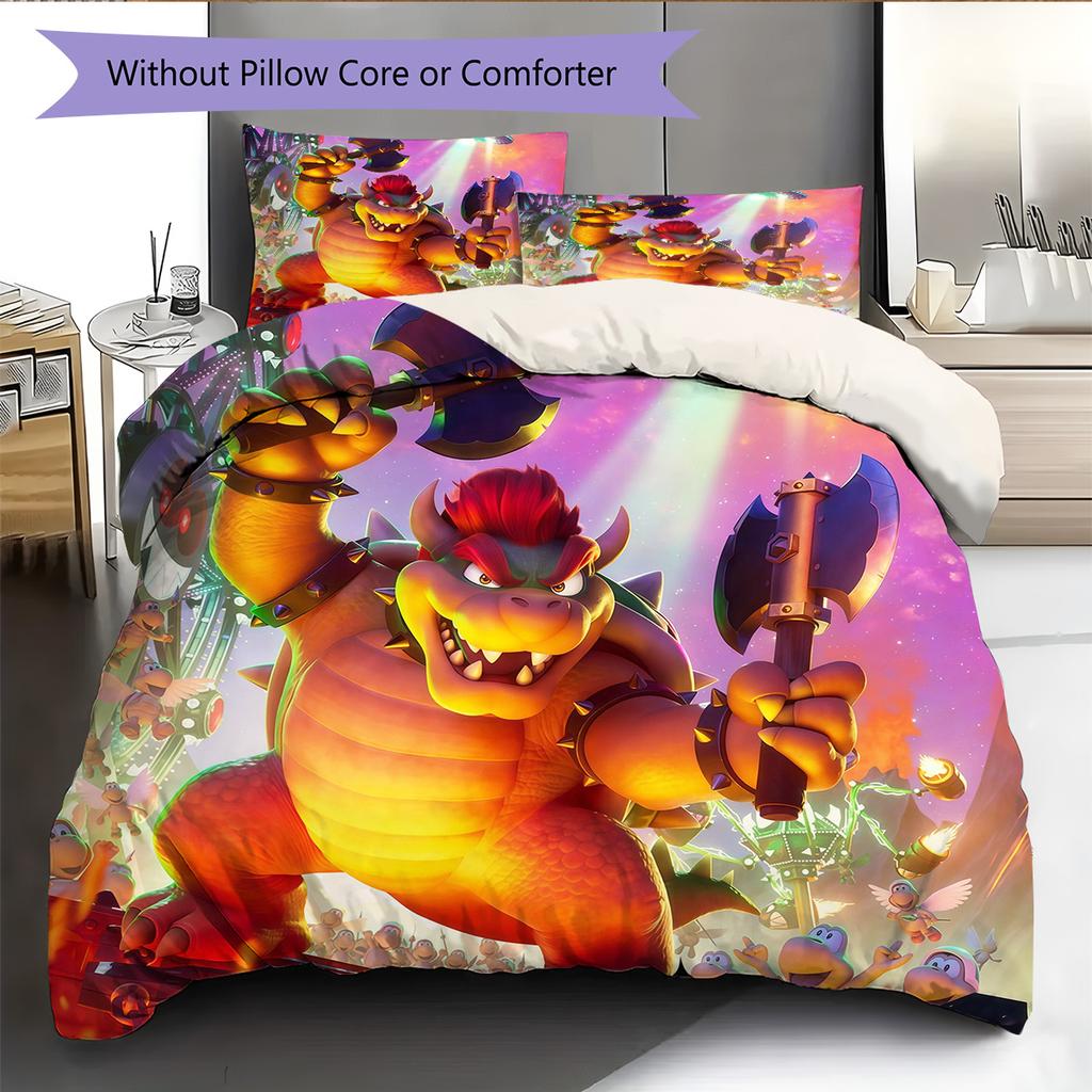 Super Mario Pattern Bedding Quilt Set Home Decoration Gift (1 * duvet cover + 2 * pillowcase without core)