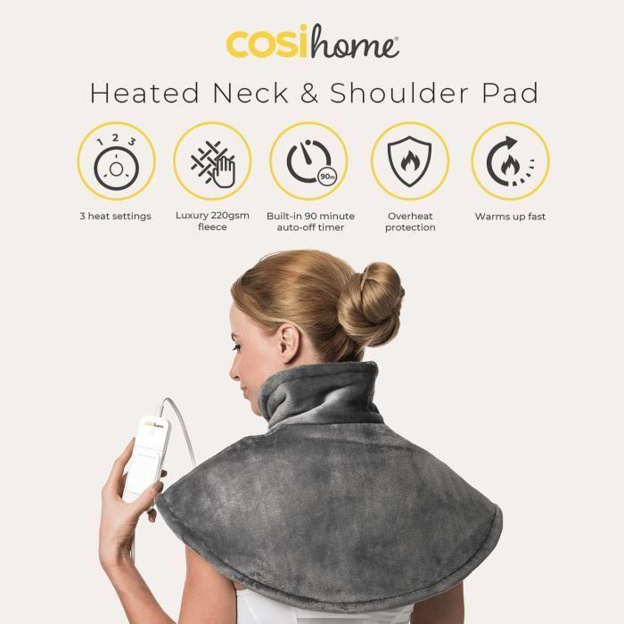 Cosi Home Coussin Chauffant Epaules et Dos Tour de Cou, Chauffe-épaules Électrique, 3 niveaux de chaleur réglables et télécommande