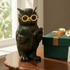 Reading Animal Figurine Retro Owl Rabbit Raccoon Reading Book Statue with Glow in The Dark Glasses for Bookshelf Desktop Home Decor