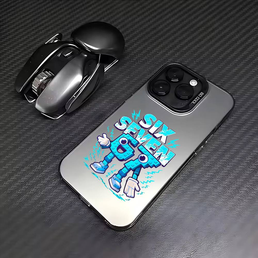 67 S-Six S-Seven Meme A-Aesthetics   Phone Case For iPhone17,16,15,14,13,12,11 Plus,Pro Max Colored Silver Plated Inside Cover