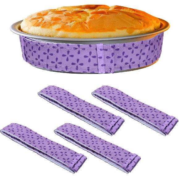 4 Pcs Cake Strips, Washable Reble Cake Pan Wraps for Even Baking Convenient Cakes Bakings Supplies for Kitchen Bakery Restaurant to Evenly Moist