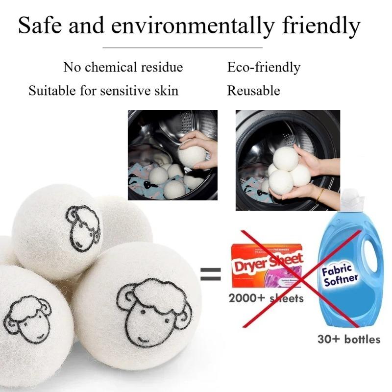5Pcs Reusable Wool Dryer Balls Clothes Softener Laundry Fleece Dryer Ball Kit Home Clothes Dryer Washing Machine