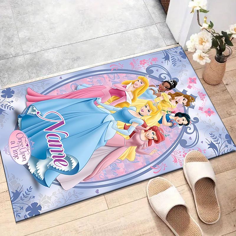 Custom Princess Mat Personalized Name, Polyester Washable Indoor Entryway Rug, Gift for Christmas, Easter, Thanksgiving Day