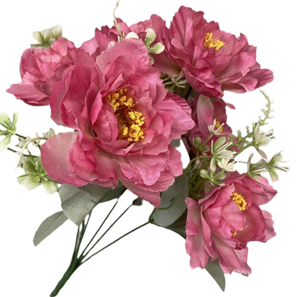 35cm Peony Silk Flowers 6 Heads Simulation Flower Bouquet New Fake Flower  Wedding Decoration