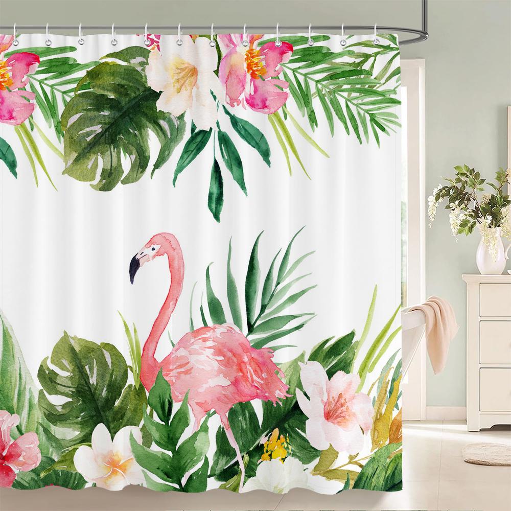 Green Plants Flowers Waterproof Polyester Shower Curtains Eco-friendly High Quality Bathroom Curtains Blind For Home Decorations