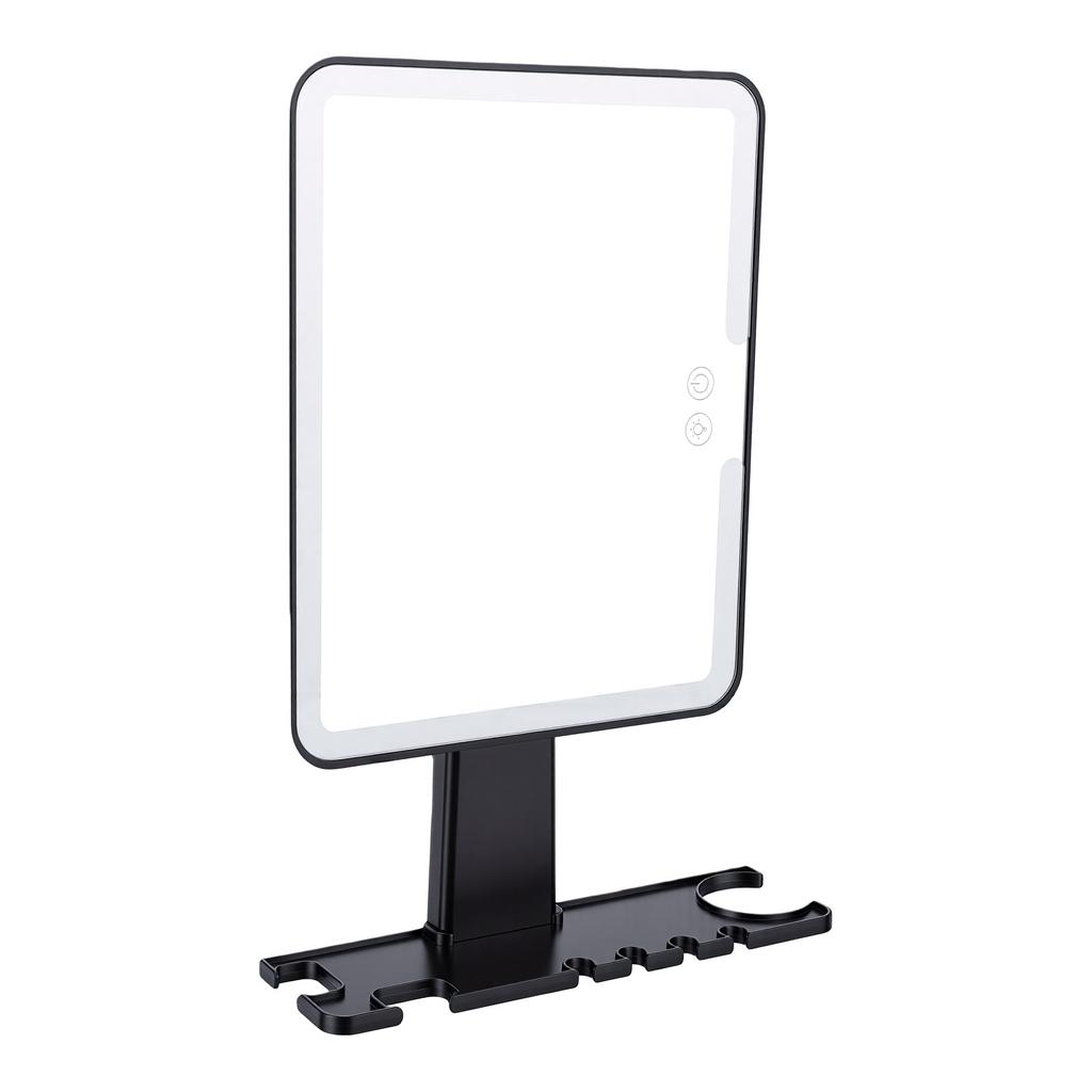 Shower Mirror Touch Control 3 Color Lights No Drilling Installation Water Proof Fogless Shower Mirror for Bathroom Black