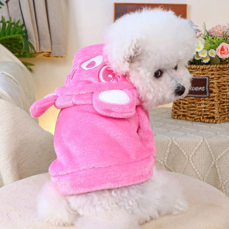 1pc Pet Dog/Cat Cute Bear Ear Hooded Sweatshirt, Soft Plush, Comfortable Costumes Suitable For Dogs And Cats, Blue Color