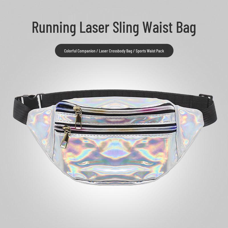 Colorful Laser Crossbody Running Waist Bag for Men and Women – Large Capacity Fitness Bag with Coin Purse and Phone Holder