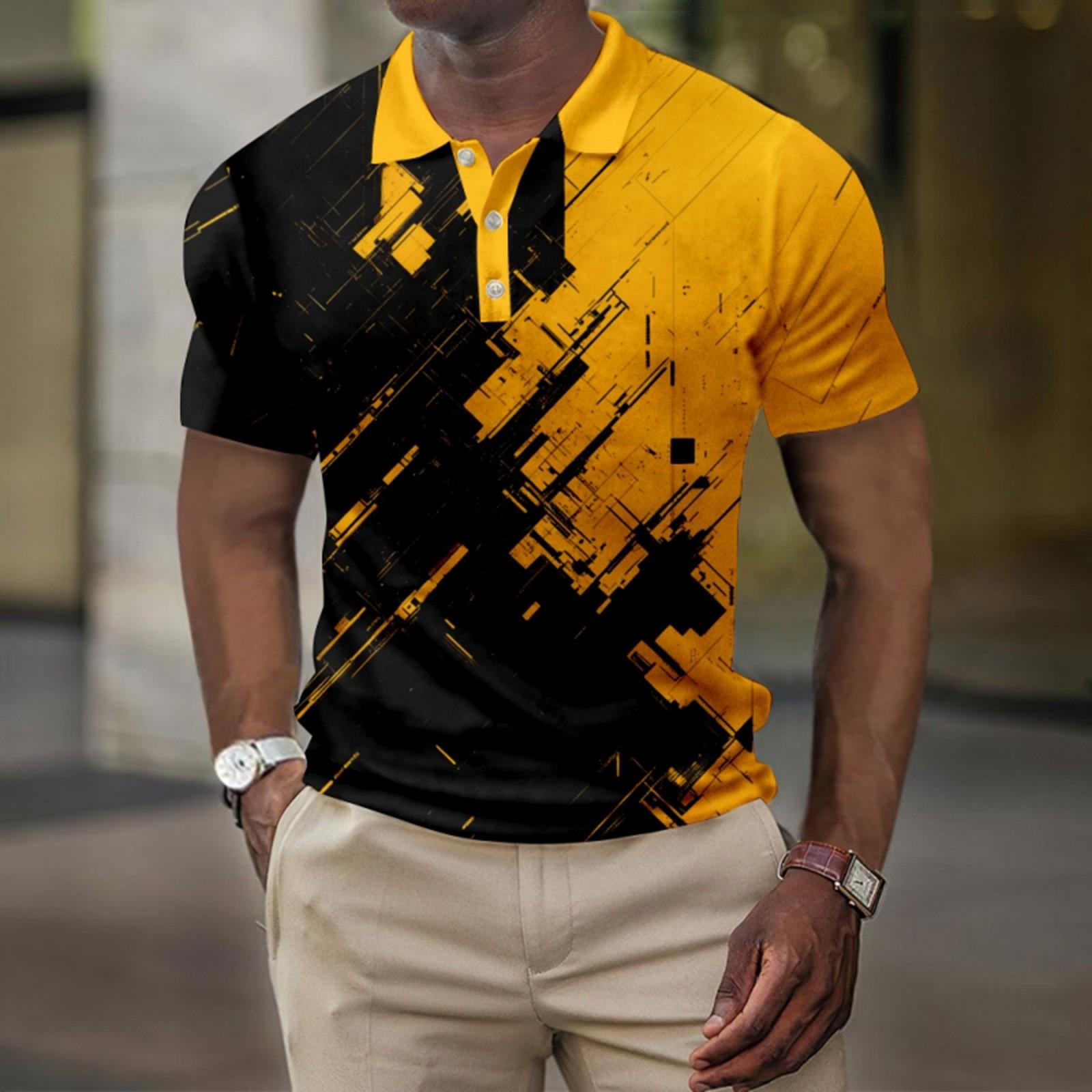 

Мужская летняя рубашка для гольфа с принтом Botton, короткий рукав, мужская повседневная модная рубашка XL жёлтый