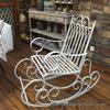 European Outdoor Wrought Iron Rocking Chair: Princess Style for Patio, Balcony, or Garden.