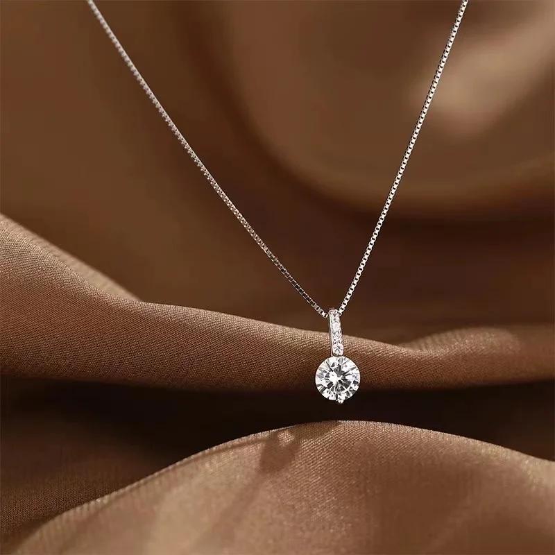 New Fashion Round Zircon Necklace Minimalist Style Charm Choker Pendant Party Gift For Women's Fine Jewelry