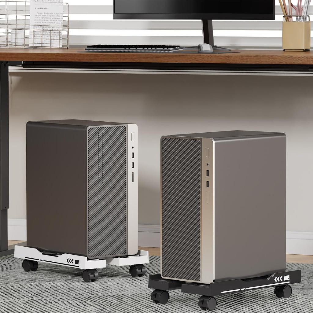 Adjustable Mobile CPU Stand, Ventilated Computer Tower Stand PC Tower Stand with 4 Caster Wheels Fits Most PC, Under Desk Holder