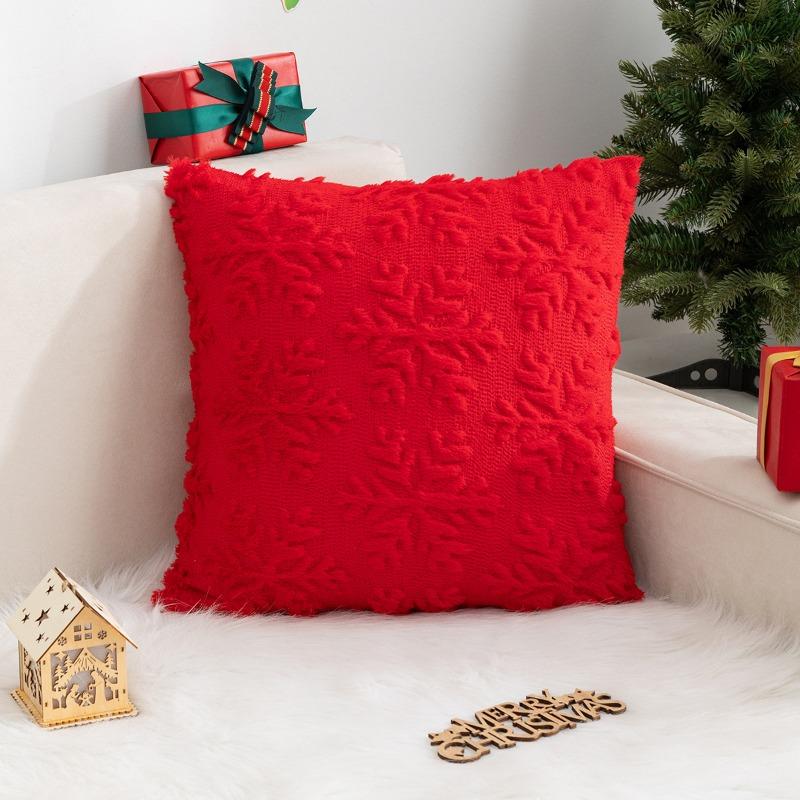 Plush Decorative Cushion Cover Soft Home Decor Christmas Living Room Sofa Throw Pillow Cover Red Embroidered Pillowcase 45x45cm