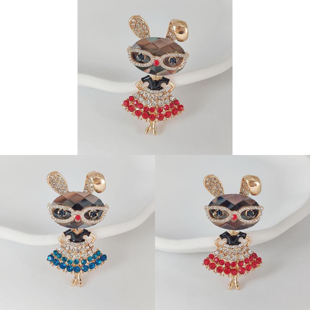 Animal Brooch Retro Style Alloy Modern Cartoon Glasses Bunny Cute Jewelry For Women