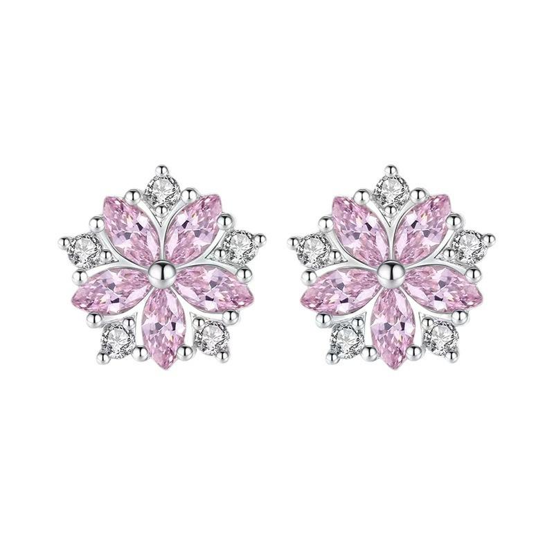 BlingBay Women's Dangle Earrings Simple Sweet Pink Sweet Flower Shaped Dangle Earrings Girls Party Birthday Jewelry Gift