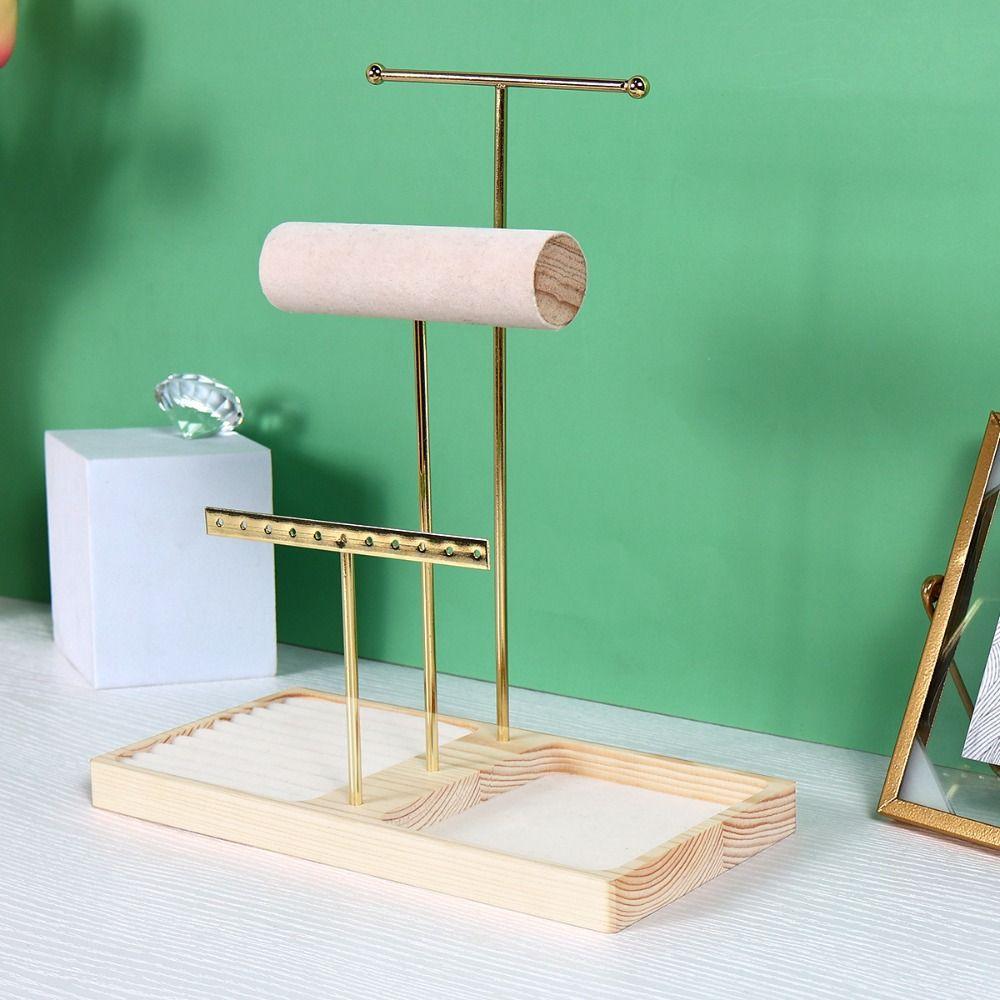 Simple Wood Necklace Holder Organizer Space Saving Jewelry Display Stand Retail Display