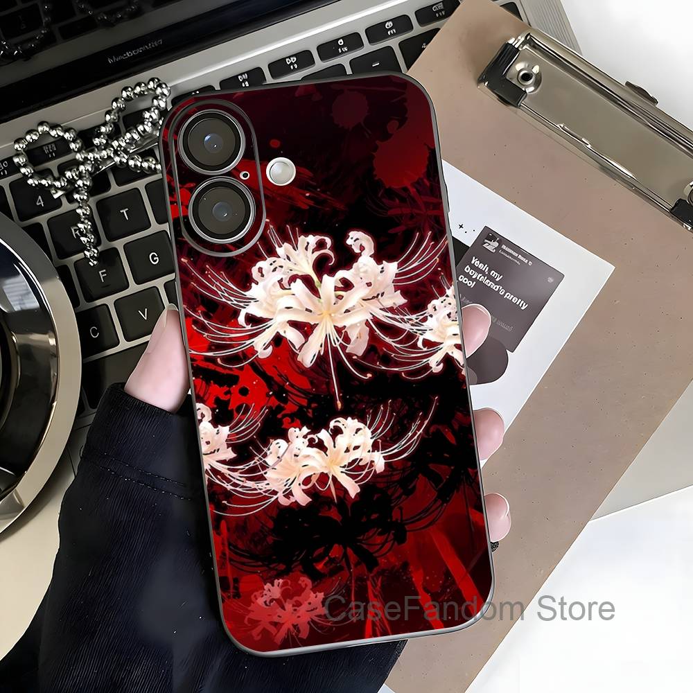 Ghoul Red Spider Lily Tokyo For iPhone 17,16,15,14,13,12,11,Pro,Max,Plus Magnetic Wireless Charging Transparent gray Phone Case