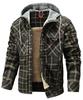 Men's Jackets Winter Hooded Warm Coat Casual Thicken Plaid Work Flannel Snap Sherpa Lined Fleece Clothing US Size