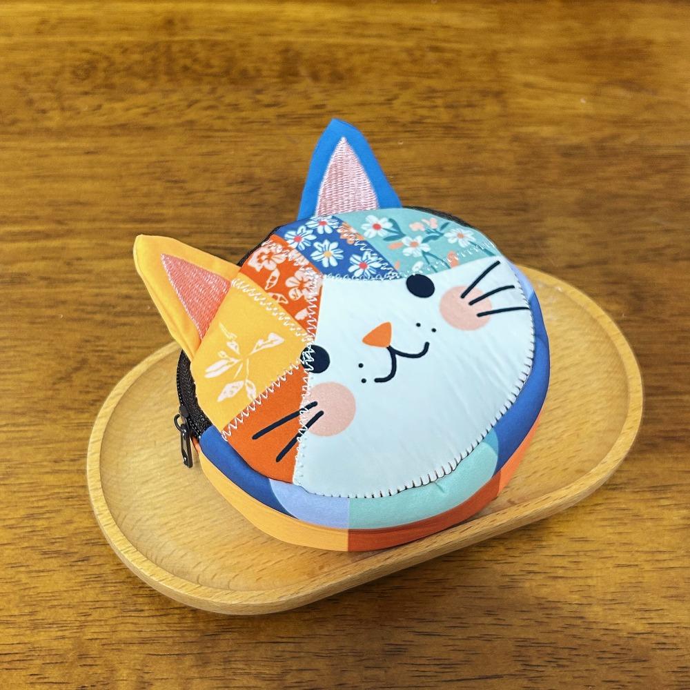 Portable Patchwork Pencil Case Cat Large Capacity Pen Bag Stationery Pouch School Supplies