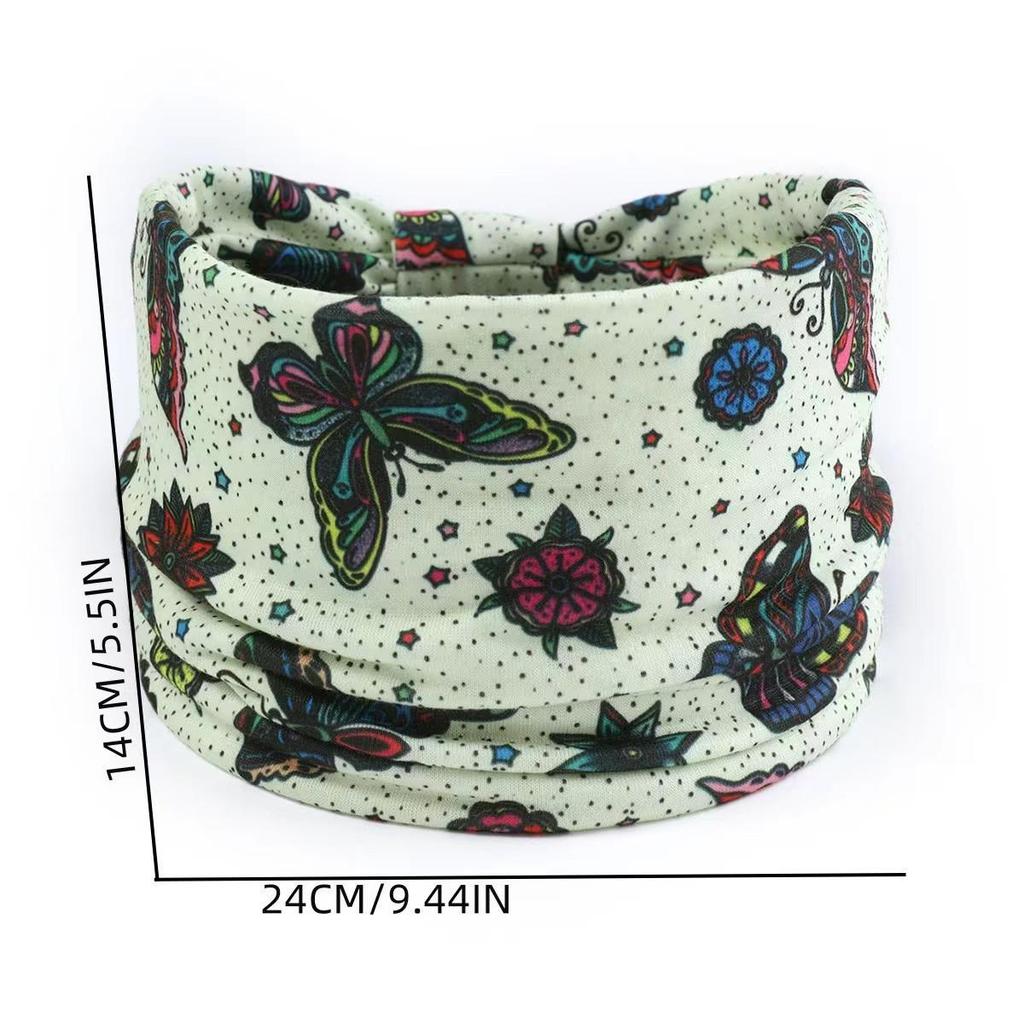 Bohemian Mandala Blume Stirnband: Elastische, atmungsaktive, schweißabsorbierende Damen Kopfbedeckung mit breiter Krempe