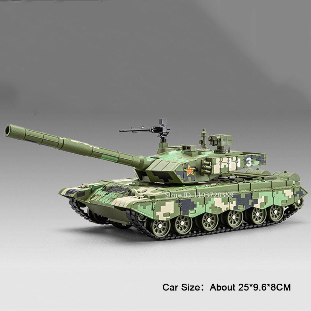 1:32 Skala Legierung ZTZ-99 T99A Panzer Modell Spielzeug Metall Druckguss Militärfahrzeuge Sound Licht Rückzieher Gummi-Ketten für Kinder Geschenke