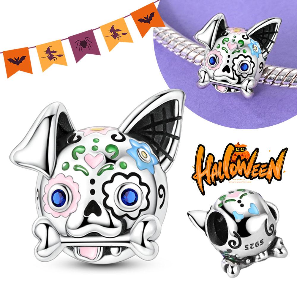 Halloween Party Copper Luminous Skeleton Coffin Pendant Beads Fit Charms Bracelet For Jewelry Making Women Gifts