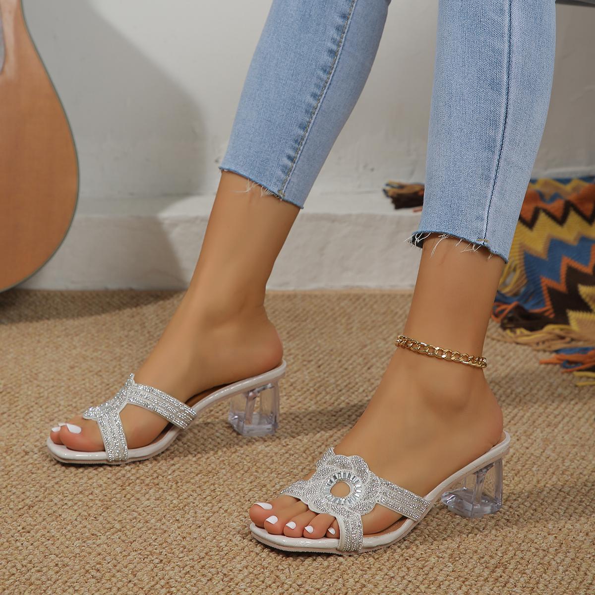 Мода Мода Кристалл Плоский каблук Женские тапочки Летняя обувь для ходьбы Уличные — фото 5