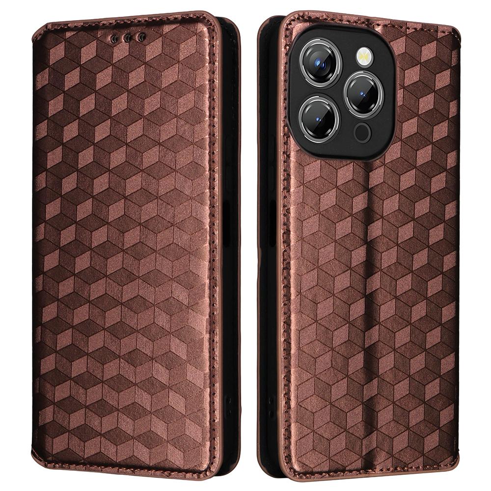 

Для Oukitel P1 Чехол-кошелек Ромбовидный оттиск Кожаный чехол для телефона Brown