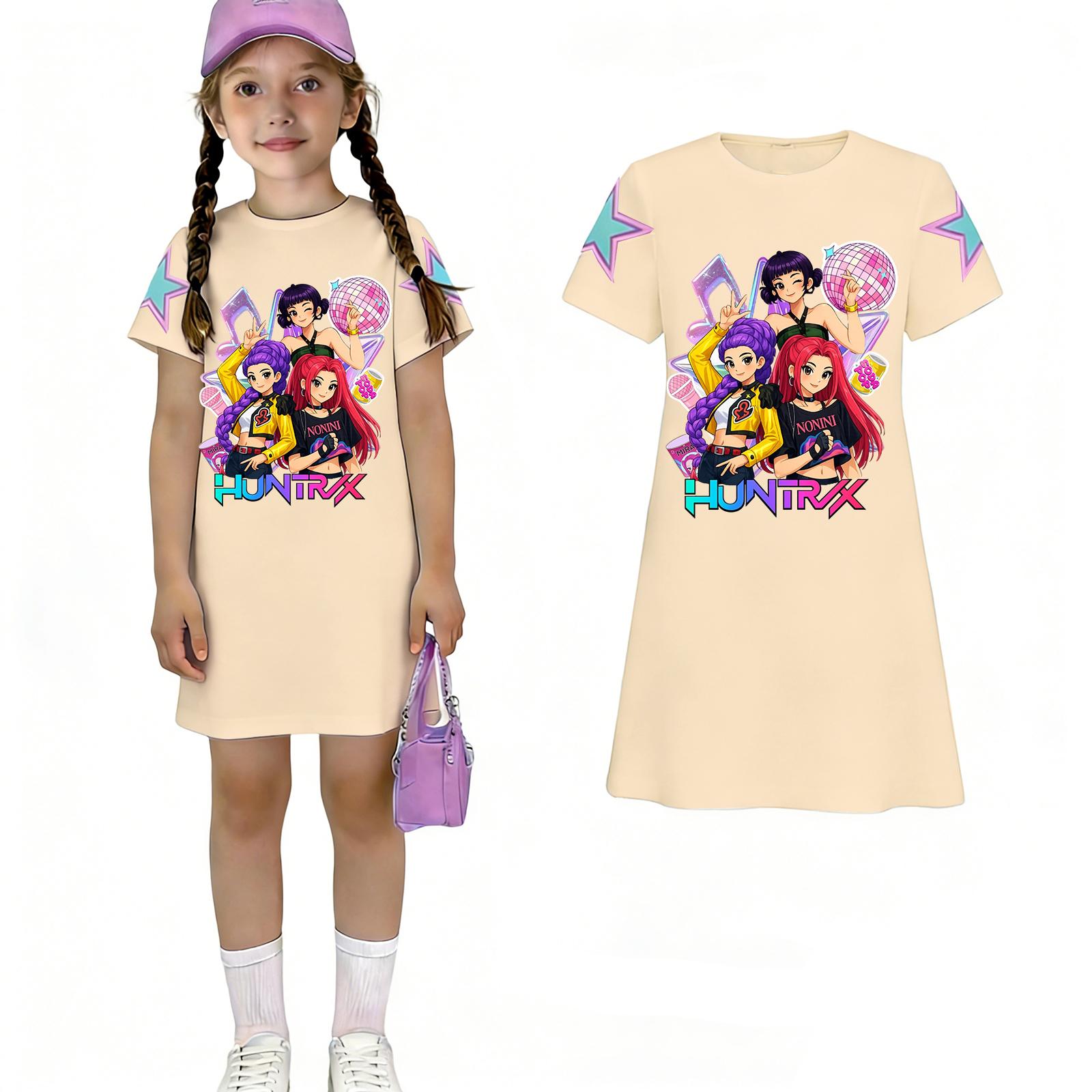 Children s Casual Round-neck Pullover Short-sleeved Dress 100