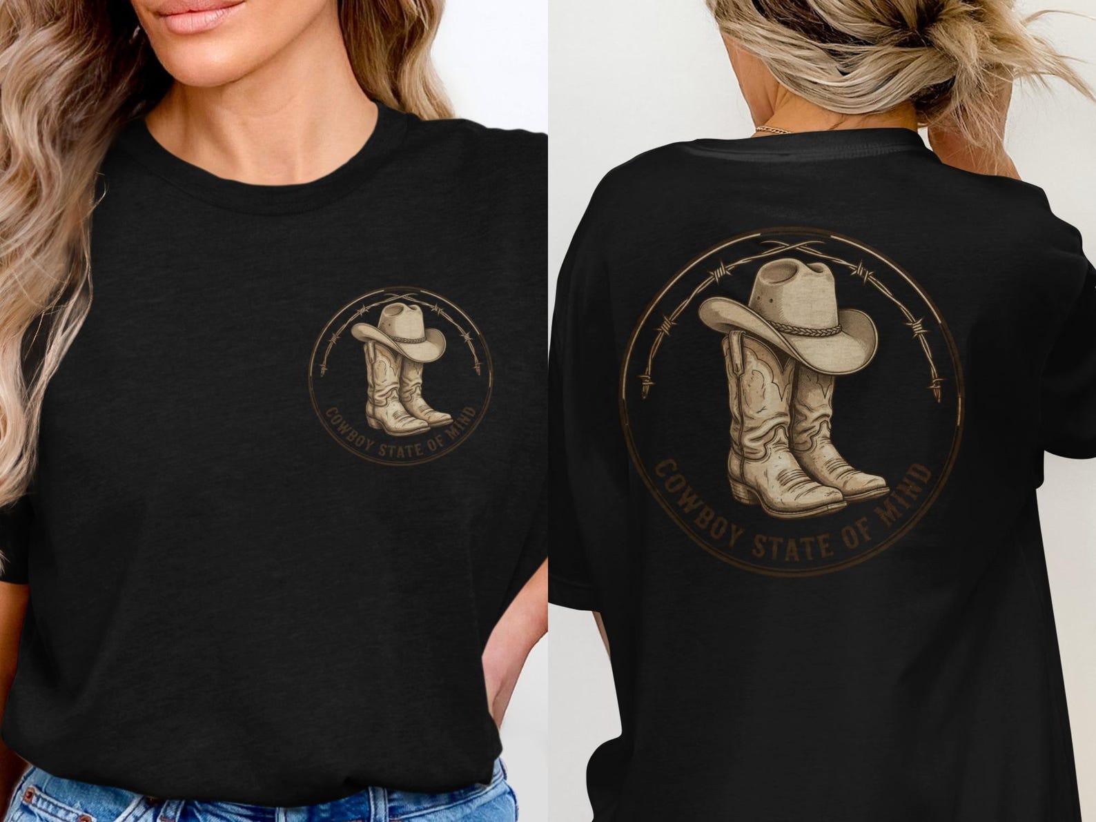 Cowboy State of Mind T-Shirt, Western Graphic Tee 4XL