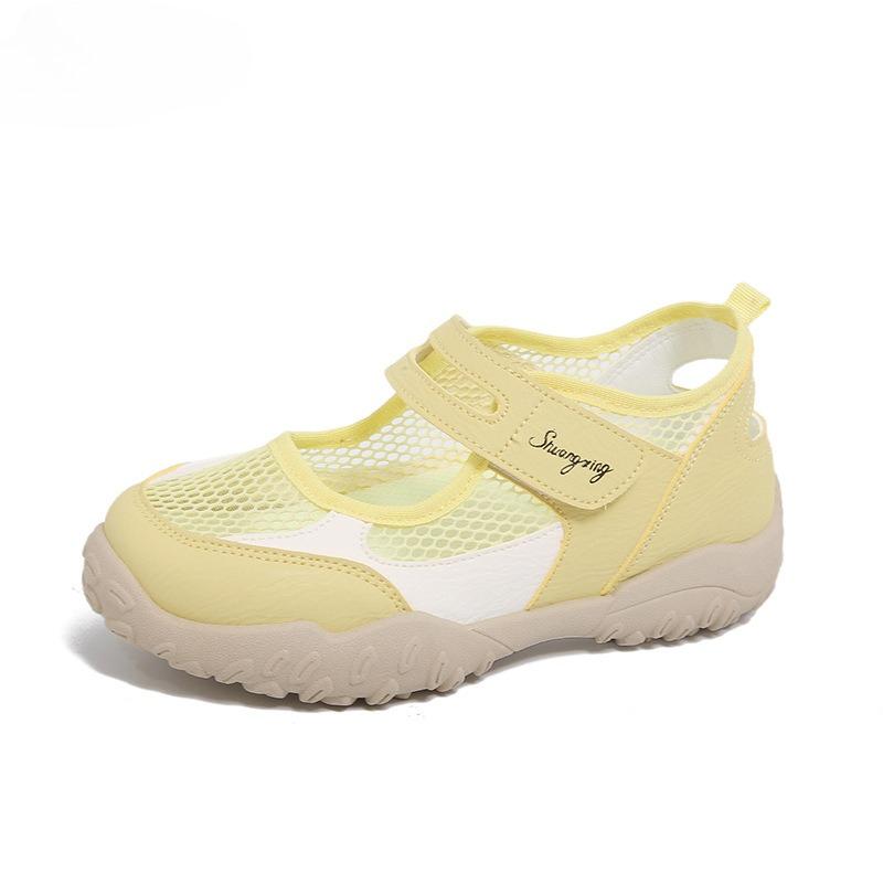 Womens Sandals 2025 Summer New Breathable Mesh Hollow Ballet Dance Shoes Thick Sole Inner Height Increase Soft Sole Casual Shoes