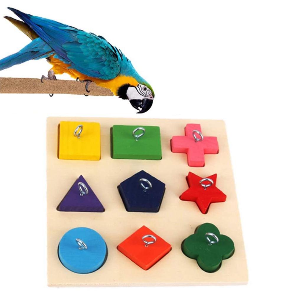 Conure Pet Interactive DIY Colorful Intelligence Educational Bird Toys Wooden Parrot Block Puzzles