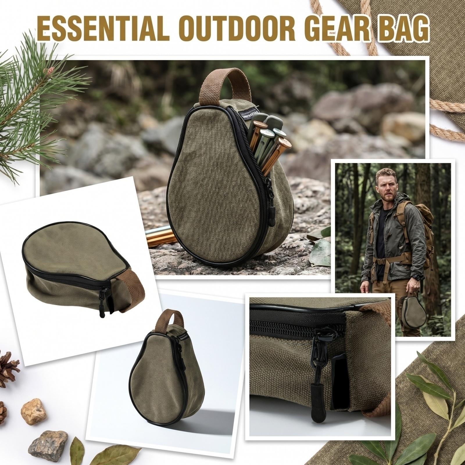 Outdoor Canvas Storage Bag Portable Handheld Carrying Case Durable Cotton Material Zipper Closure Lightweight Compact Design one size